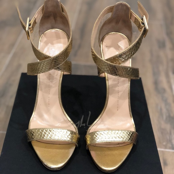 Giuseppe Zanotti Python Printed Gold Stilettos - Picture 1 of 6